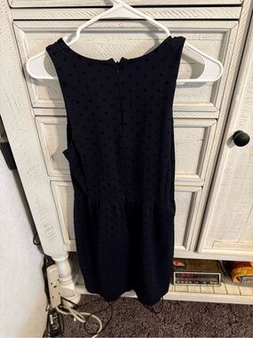 J. Crew Black Sleeveless Mini Dress with Subtle Dot Texture